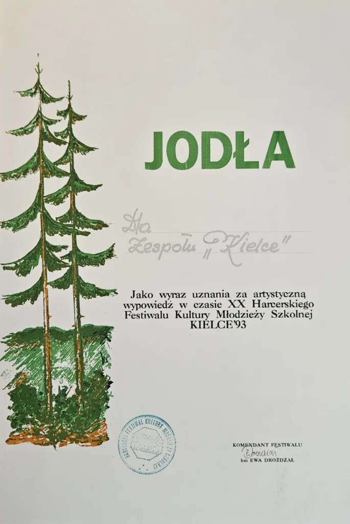 1993 6 podziekowanie za harcerski festiwal