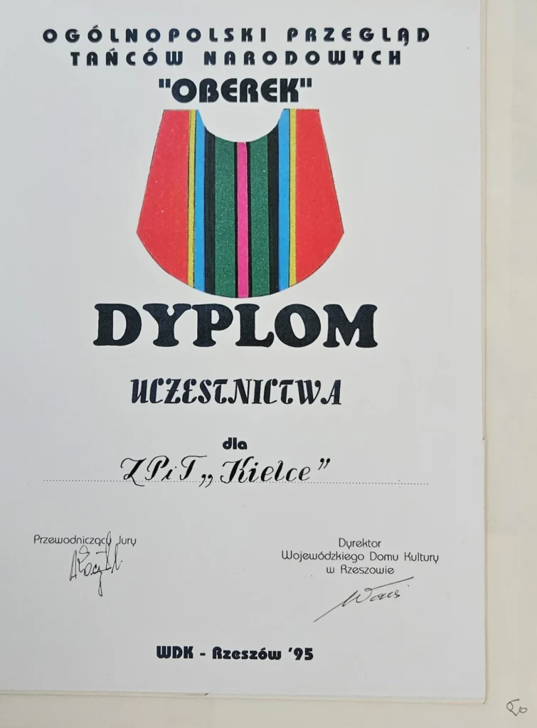 1995 6 69 dyplom uczestnictwa rzeszow